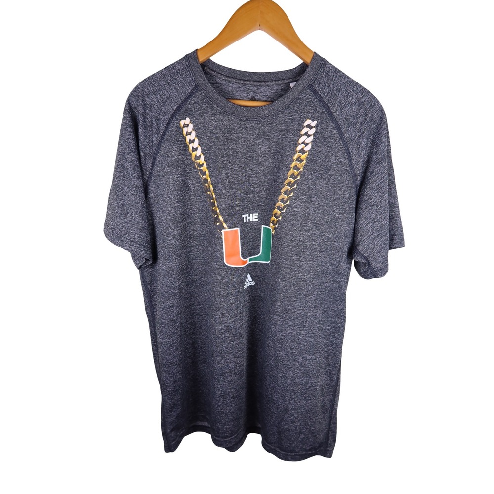 Adidas Miami Hurricanes Turnover Chain Shirt Mens XL Gray Tee